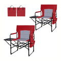 Romswi 2Pack Director Chairs for Outdoor, Folding Camping Chair, Compact Directors Chair Side Table and Side Bag, Heavy Duty Oversize Chair for Beach Fishing Picnic, Holds up to 400 lbs Red