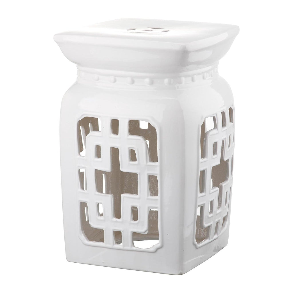 Safavieh Castle Gardens Collection Beijing Filigree Antique White Glazed Ceramic Garden Stool