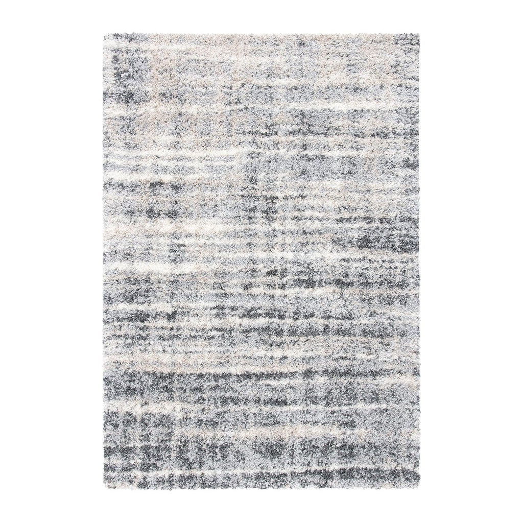SAFAVIEH Fontana Shag Collection Area Rug - 5'3" x 7'6", Grey & Ivory, Modern Design, Non-Shedding & Easy Care, 2-inch Thick Ideal for High Traffic Areas in Living Room, Bedroom (FNT856G)