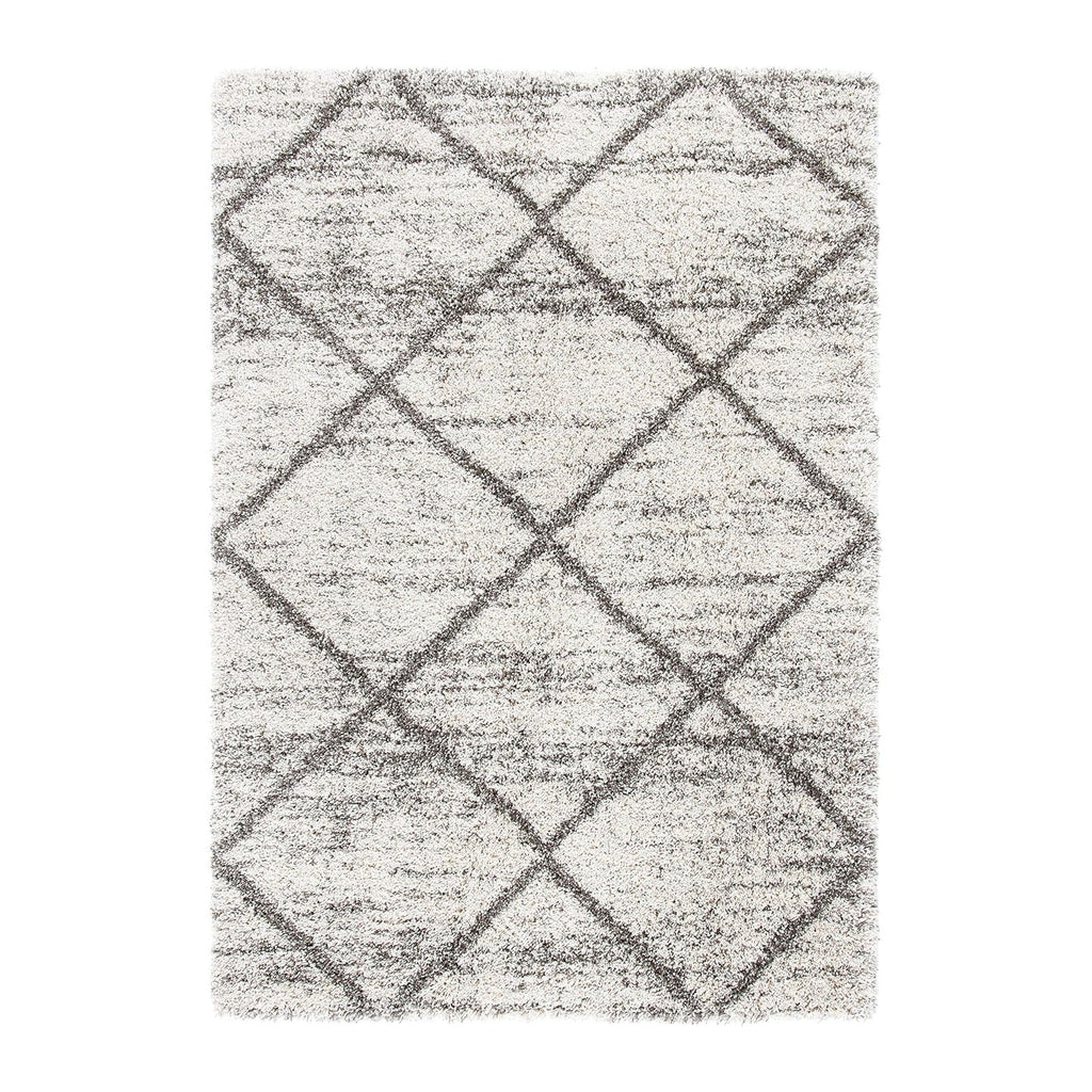 SAFAVIEH Hudson Shag Collection Area Rug - 5'3" x 7'6", Grey & Beige, Modern Trellis Design, Non-Shedding & Easy Care, 2-inch Thick Ideal for High Traffic Areas in Living Room, Bedroom (SGH281J)