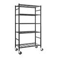 Sakugi 5-Tier Storage Shelves 33.1" x12.6" x73.5" Black with Wheels