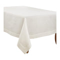 SARO LIFESTYLE Hemstitched Border Tablecloth, Ivory, 70"x140"