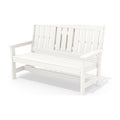 SERWALL HDPE Outdoor Bench with Cup Holder Oversized 58" Porch Bench, White