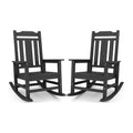 SERWALL HDPE Oversized Outdoor Rocking Chairs Set of 2, Patio Rocker, Black