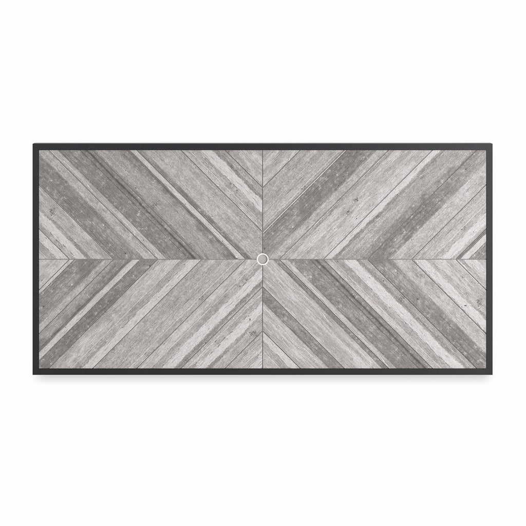Signature Design by Ashley Beachcroft Outdoor Dining Table, Rust-Resistant Farmhouse Design with Porcelain Tabletop and Umbrella Hole, for Patio Entertaining, Black/Light Gray, 84-Inch
