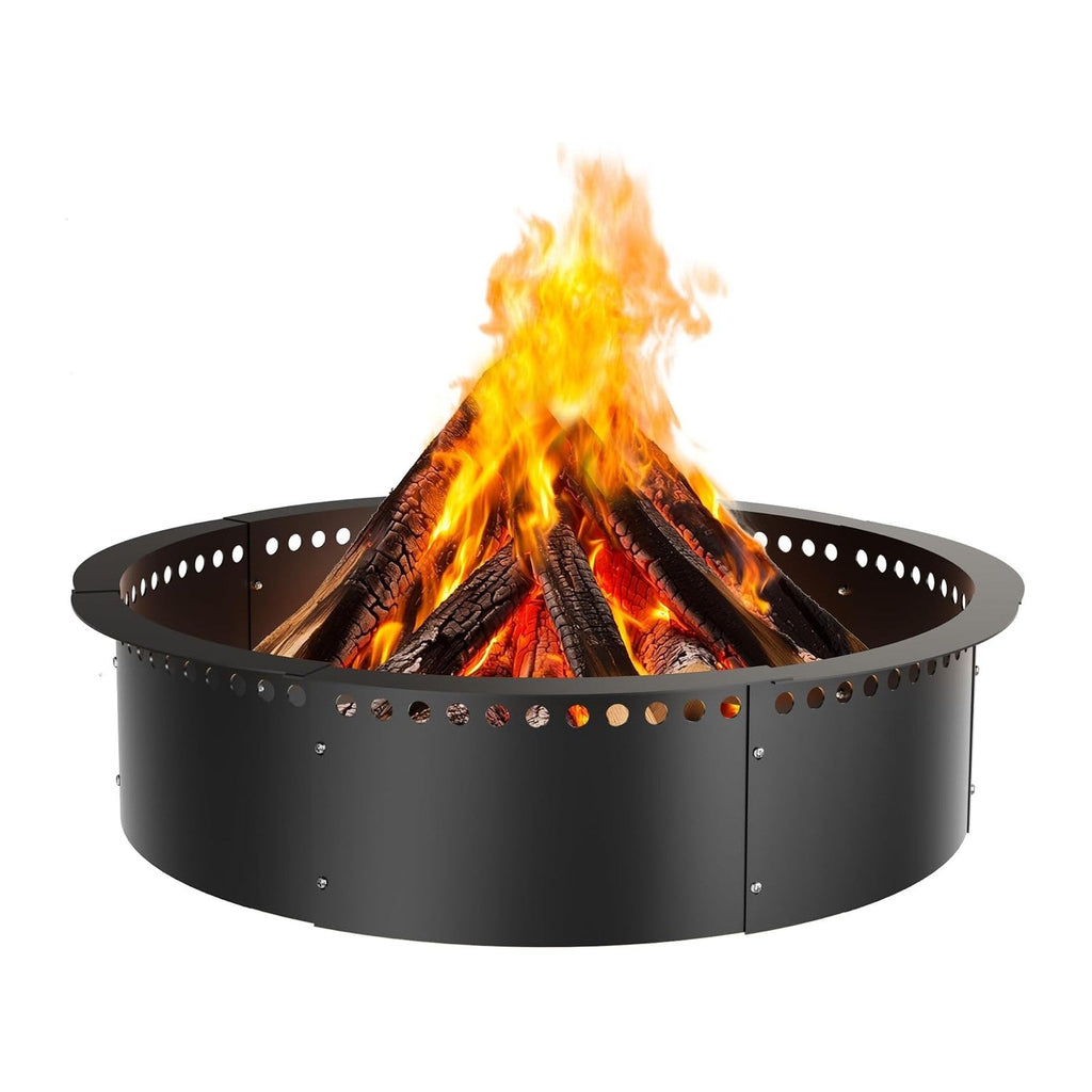 Smokeless Fire Pit Ring, 52-Inch Outer/48-Inch Inner Heavy Duty Large Solid Metal Steel Flower Shape Firepit Rim Insert for Outside Wood Burning, DIY Campfire Ring