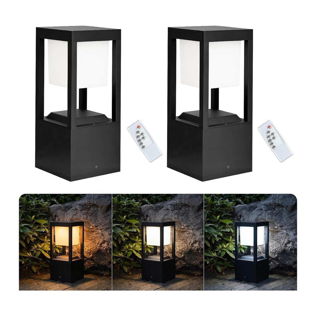Solar Floor Lamp Outdoor Waterproof, 13.7" H 2-Pack