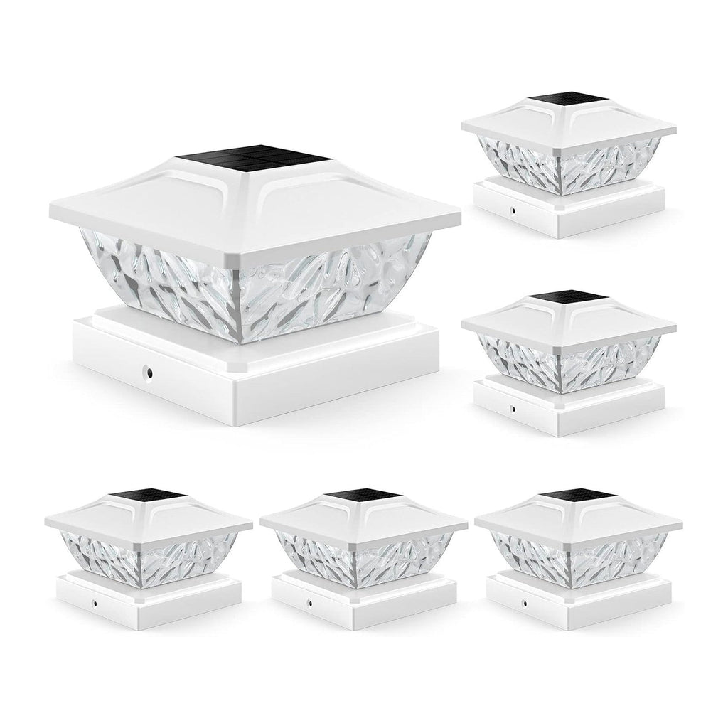 Solar Post Cap Lights Outdoor 6 Pack, 2 Modes Bright Fence Post Solar Lights Outdoor Waterproof, Deck Fence Post Cap Light Solar Powered for 4x4 4.5x4.5 5x5 Posts for Garden Decor