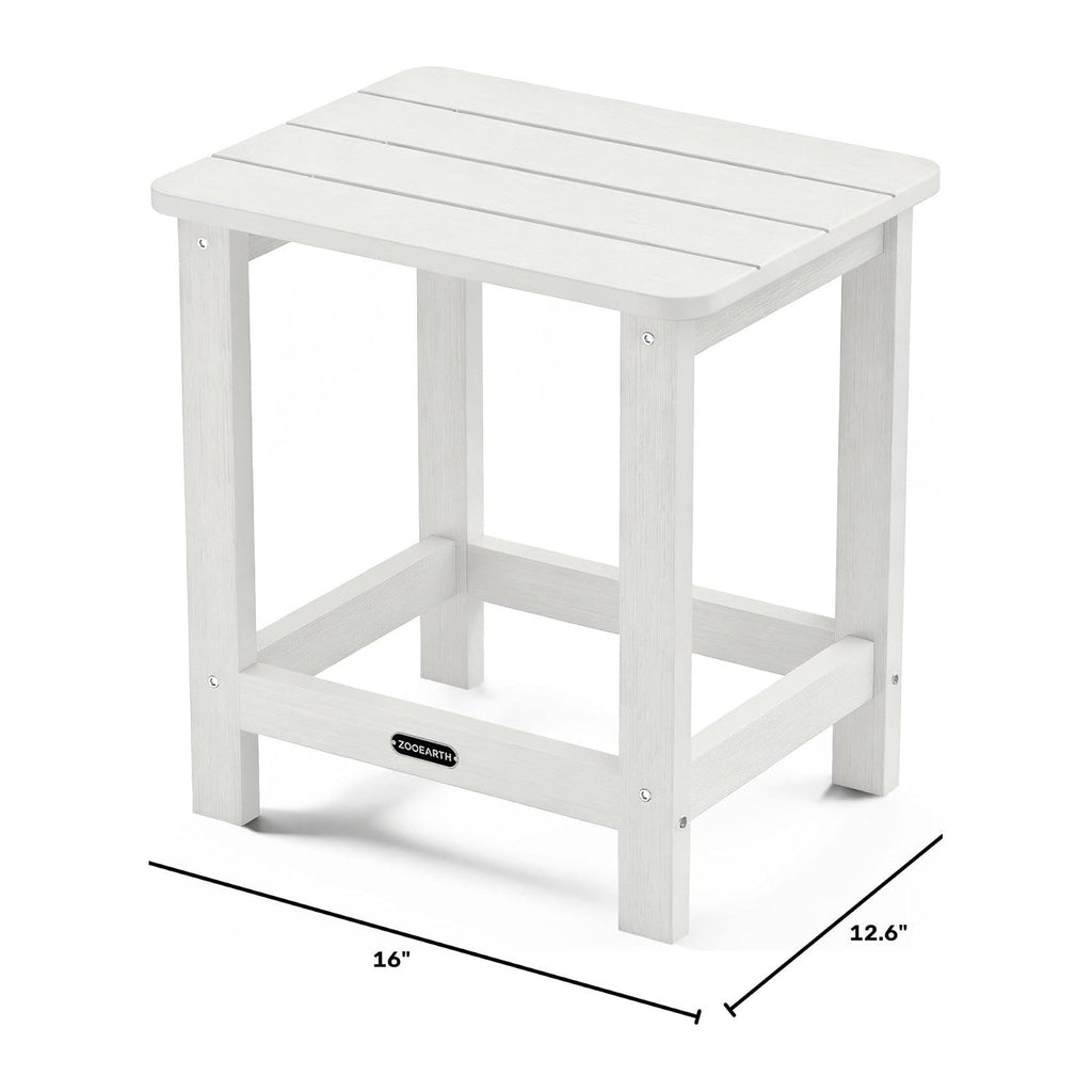 Square Outdoor Side Table, Patio End Table for Adirondack Chair, White
