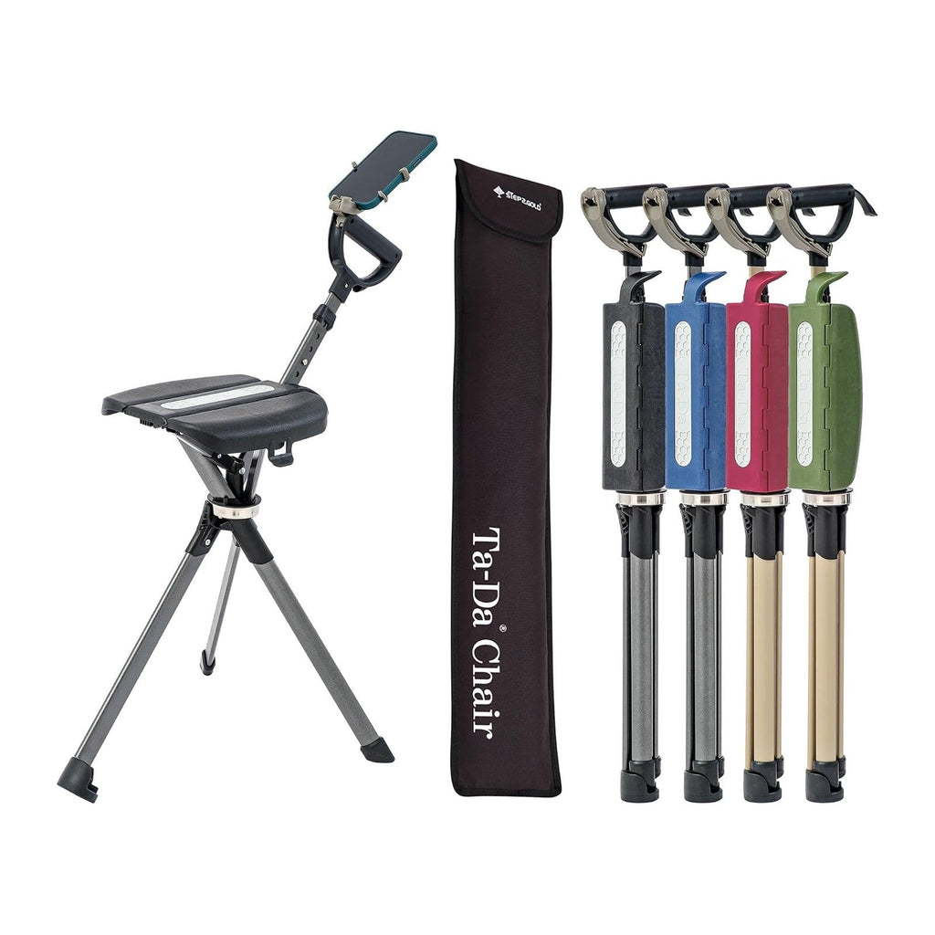 STEP2GOLD Ta-Da Chair Series 2 PRO, Portable Trekking Hiking Pole, Folding Walking Stick with Seat, Walking Cane with Chair, Foldable Chair, Lightweight Aluminum, Easy Carry and Storage, Anti-Slip