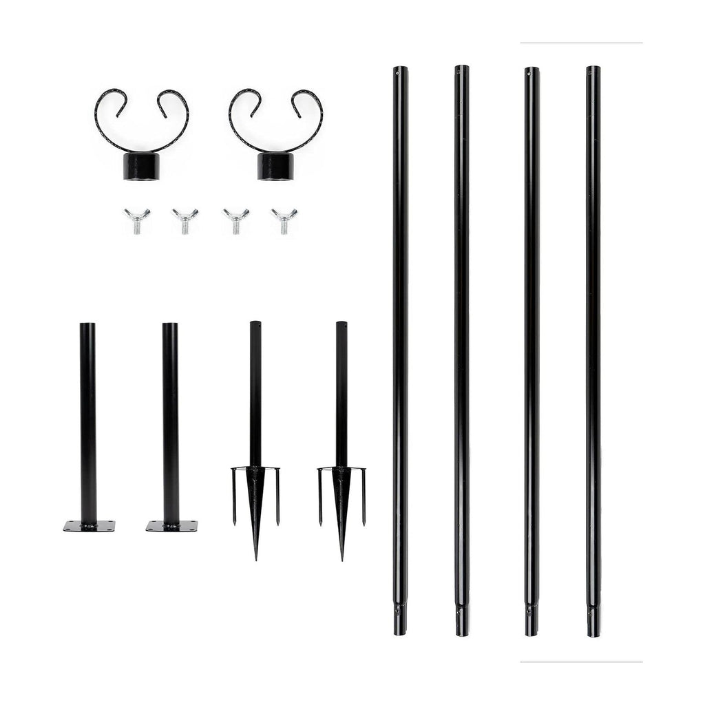 String Light Poles - 9ft Outdoor Metal Poles with Hooks for Hanging String Lights, Suitable for Garden, Backyard, Patio, Wedding and Party, Black (2 Pack)
