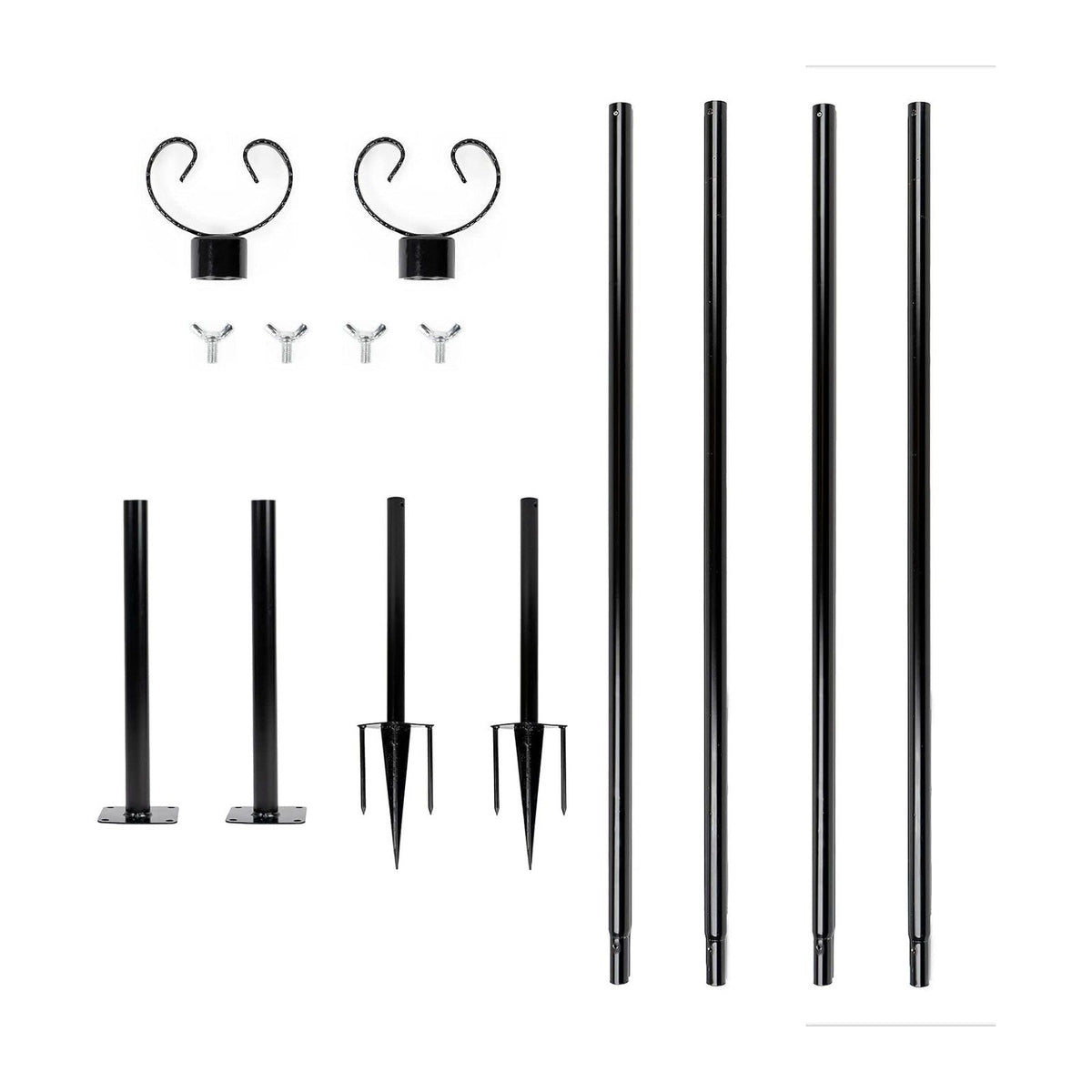 String Light Poles - 9ft Outdoor Metal Poles with Hooks for Hanging String Lights, Suitable for Garden, Backyard, Patio, Wedding and Party, Black (2 Pack)