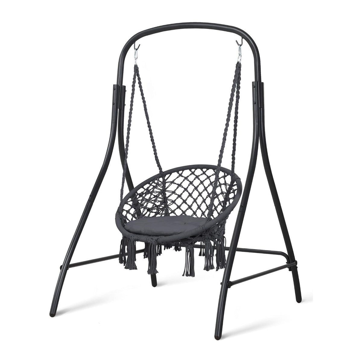 SUNCREAT Hammock Chair with Stand Included, Heavy Duty Hanging Chair with Stand, 400 lbs Capacity, Patent Pending, Gray