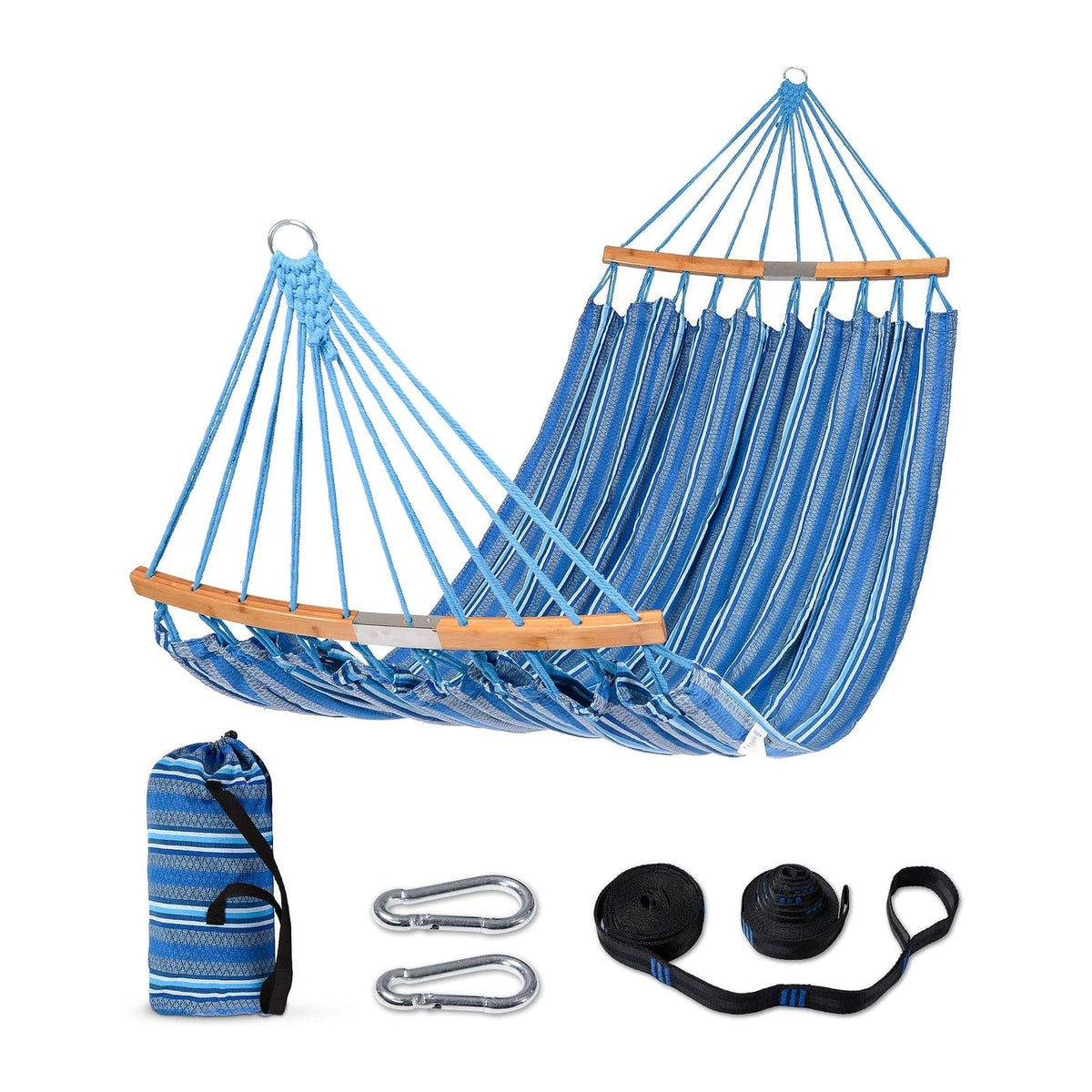 SUNCREAT Hammocks Double Hammock with Curved Spreader Bar, Blue