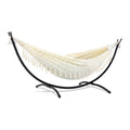 SUNCREAT Portable Outdoor Hammock with Stand Included, Double Hammock with Tassel for Outside, Beige