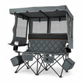 Suteck Double Camping Chair with Canopy, 660lbs Folding Loveseat with Shade