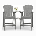 Tall Adirondack Chairs Set of 2 with Double Removable Trays, Grey
