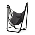 Unique U-Shaped Hammock Chair with Stand,Sturdy & Rust-Resistant,Free Gray Cotton Hammock Chair