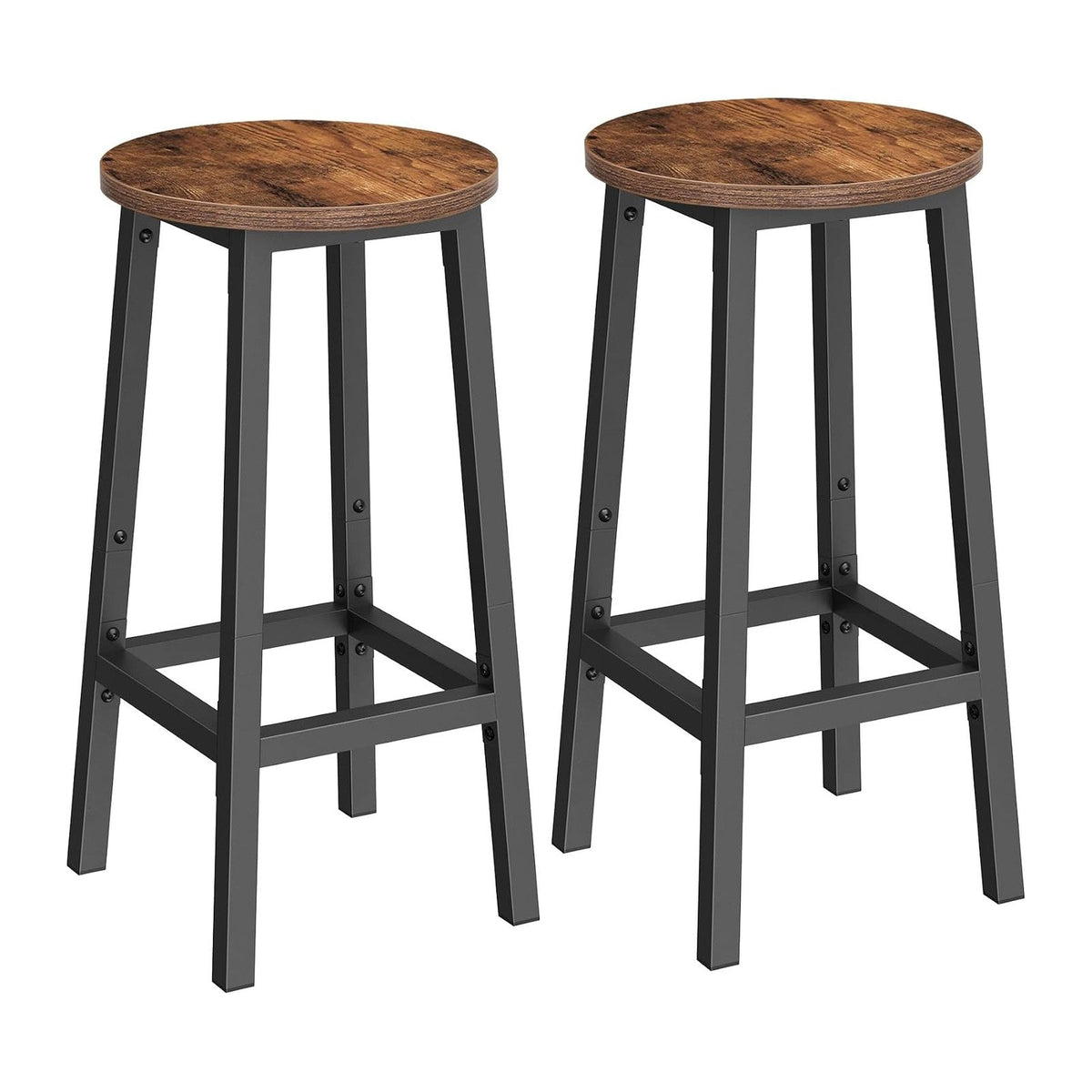 VASAGLE Bar Stools Set of 2 with Round Seat, Modern Basic Style
