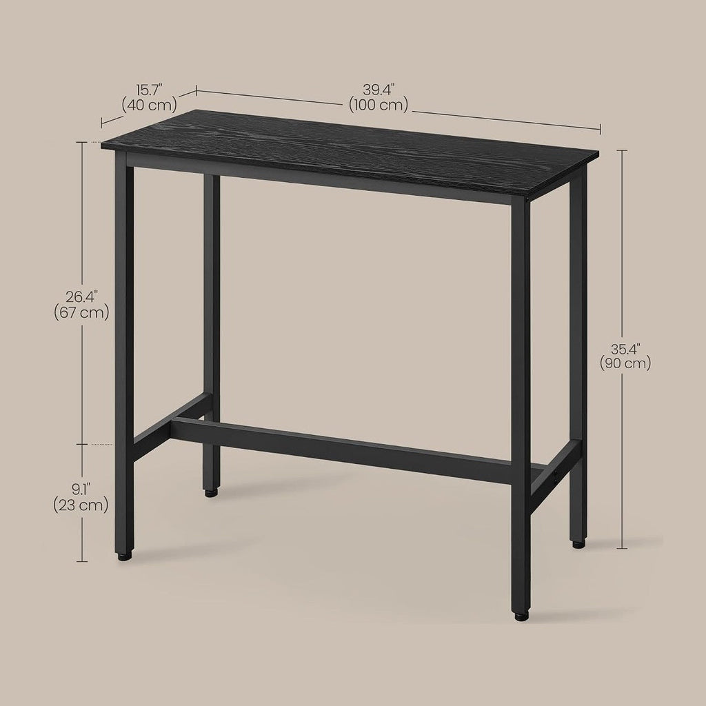 VASAGLE Bar Table, High Top Pub Table, Narrow Long, Metal Frame