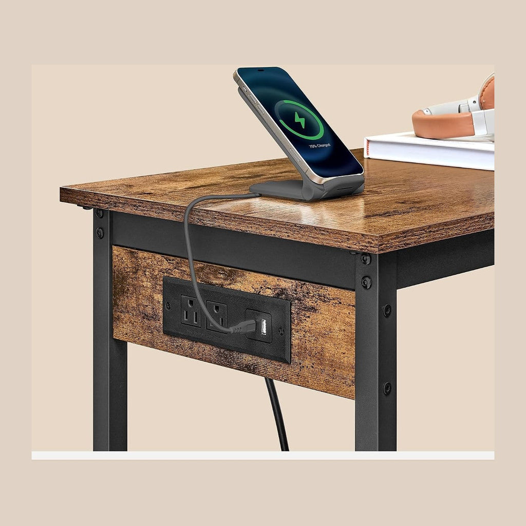 VASAGLE Bar Table with Power Outlets, Computer Desk, 39.4" W