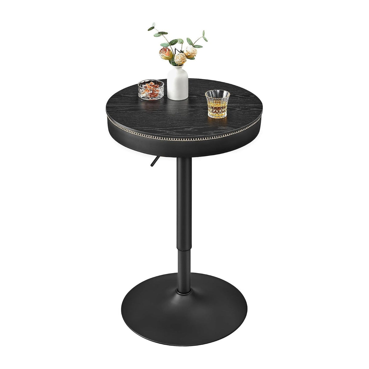 VASAGLE Height Adjustable Bar Table, Round High Pub Table with Storage