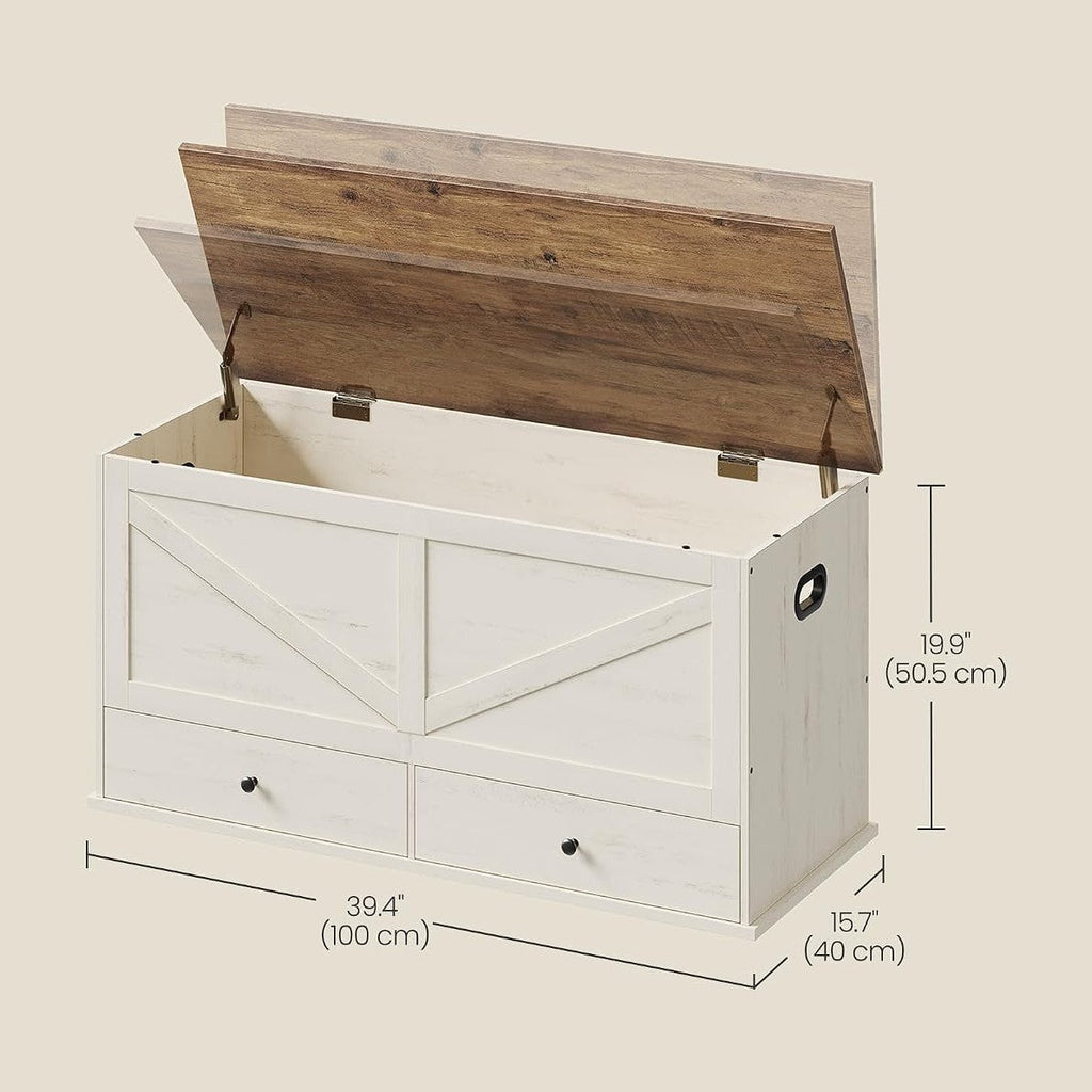 VASAGLE Storage Chest with 2 Fabric Drawers, 15.7 x 39.4 x 19.9 Inches