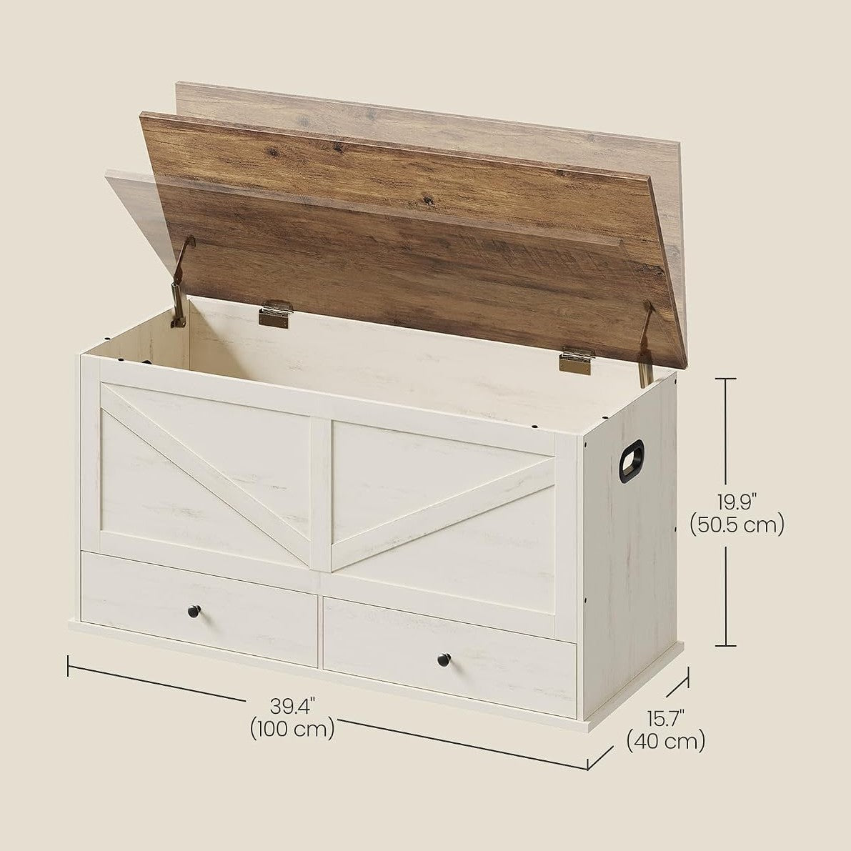 VASAGLE Storage Chest with 2 Fabric Drawers, 15.7 x 39.4 x 19.9 Inches