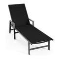 Vexwalx Patio Chaise Lounge Chair Outdoor with Wheels&Armrests, Aluminum Pool Lounge Chairs 5-Position Adjustable Recliner, Outdoor Beach Lounge Chairs for Outside, Patio, Deck, Yard, Black