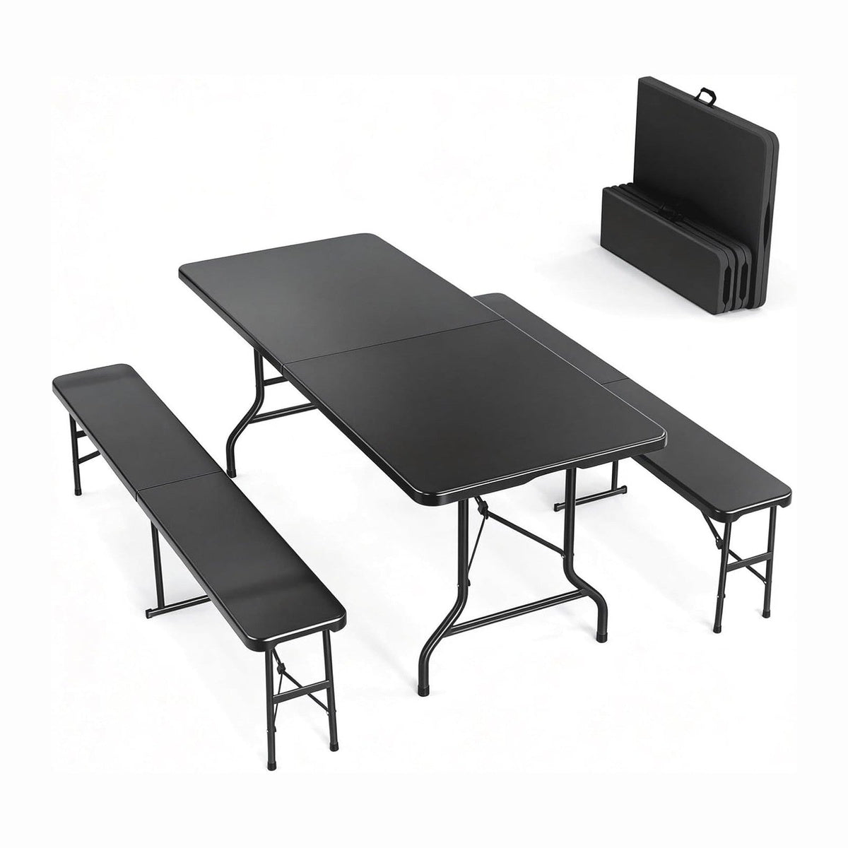 VINGLI Picnic Table Set with 2 Benches, 6 Feet Camping Table Chair Set