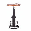 Vintage Bistro Table Height Adjustable 38.6-44.4inch Industrial Bar Table for Kitchen Dining Room Coffee House Pub Office Swivel Round Wooden Top for 2-3 People