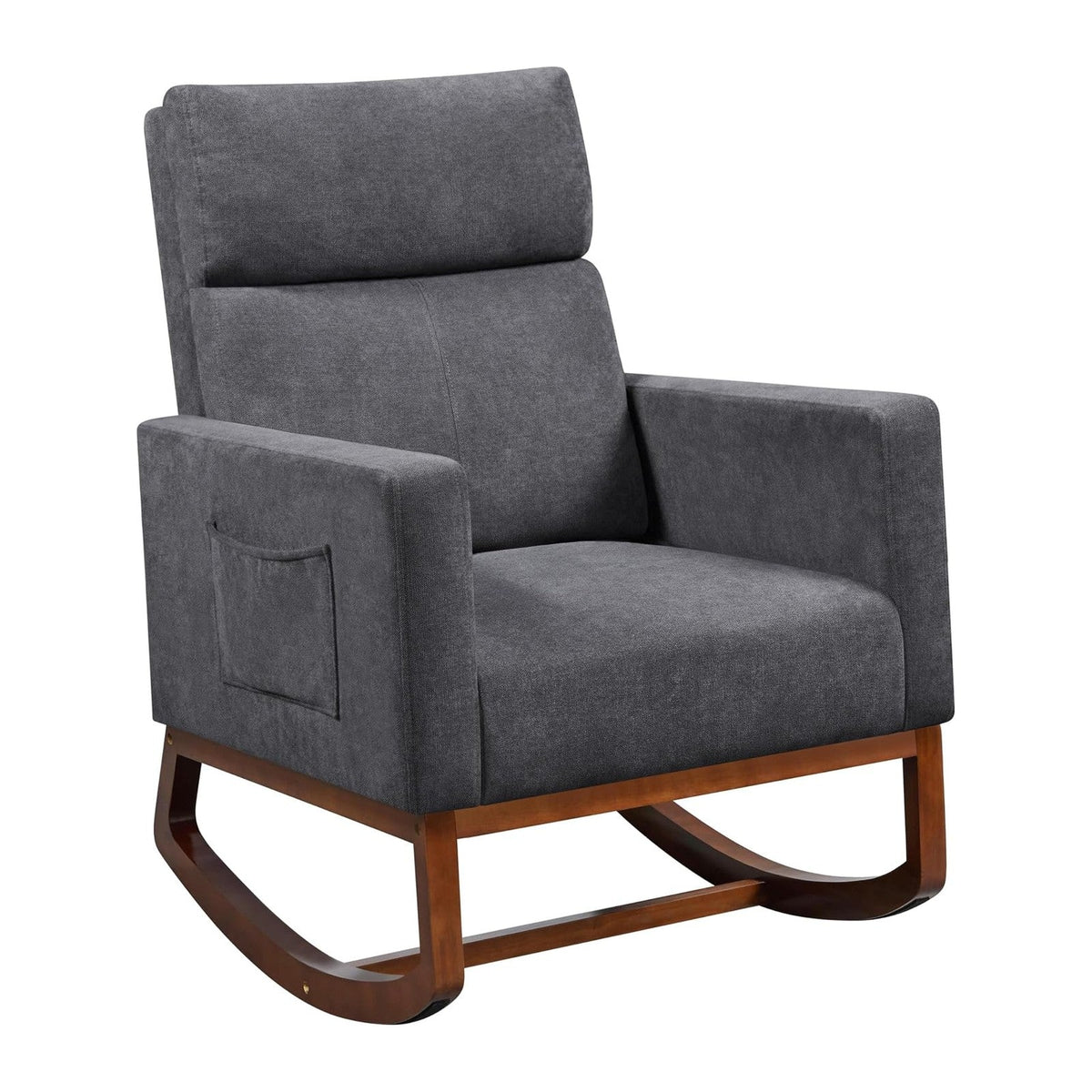 Yaheetech 28in Wide Padded High Back Glider Rocking Chair, Gray Polyester