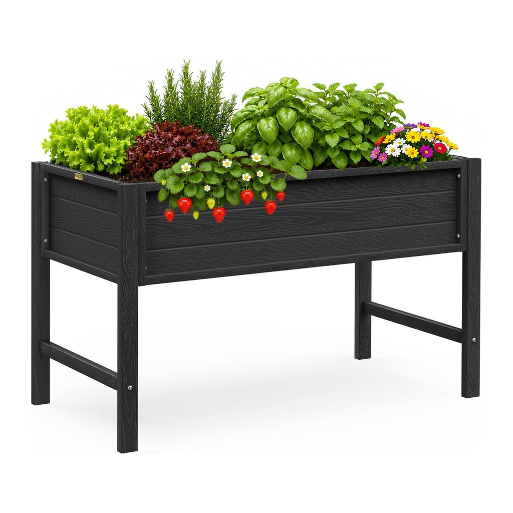 YEFU 48" Raised Garden Bed with Legs, HIPS Outdoor Garden Bed, Black