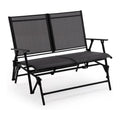 Zedachica 2-Person Outdoor Glider Bench No Assembly Required, Glider Loveseat for Outside Patio with Smooth Rocking, Patio Glider with Steel Frame for Porch Deck Backyard Garden (Loveseat, Black)