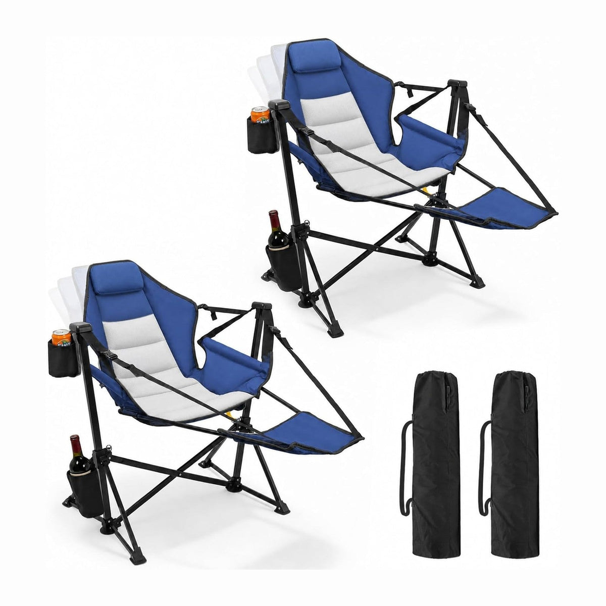 ZENPETIO Hammock Camping Chair with Footrest, 2PK Oversized Recliner Chairs